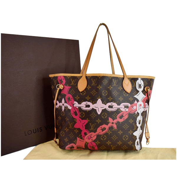 LOUIS VUITTON Bay Neverfull MM Monogram Canvas Tote Bag Fuchsia