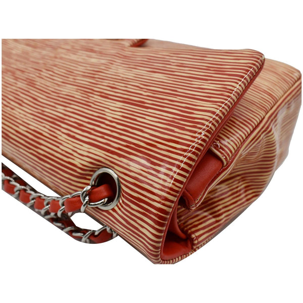 Chanel Medium Double Flap Striped Patent Leather Bag