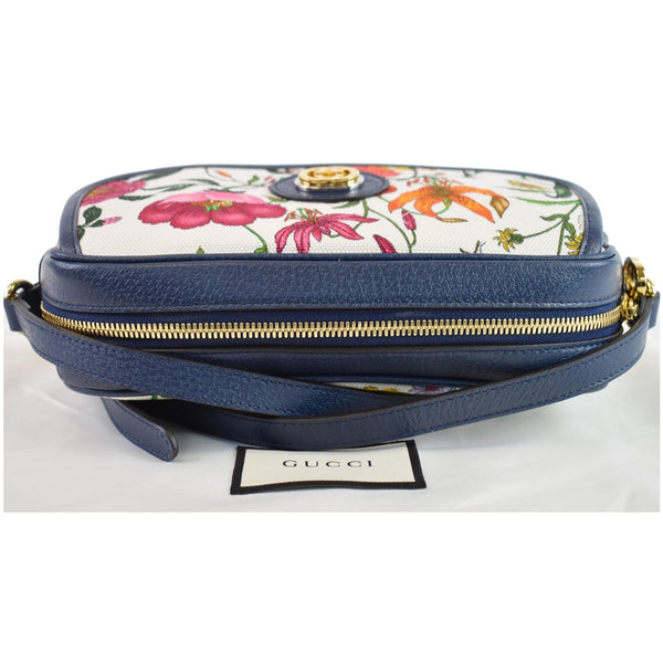 GUCCI Small Flora Canvas Tote Shoulder Bag Blue 550147