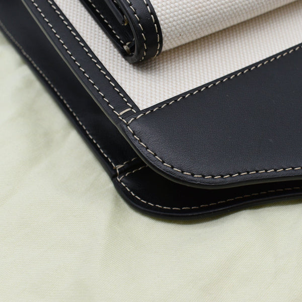 BURBERRY Mini Logo Graphic Canvas Leather Pocket Tote Bag Natural