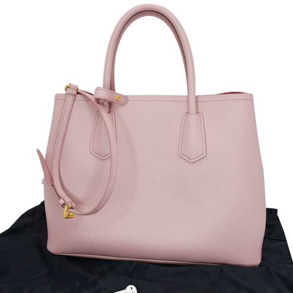 PRADA Double Handle Saffiano Leather Tote Bag Petal Pink