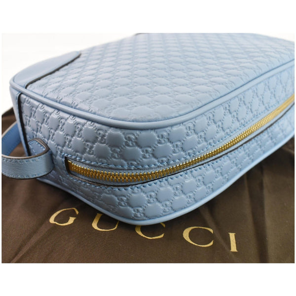 GUCCI Bree Micro GG Guccissima Leather Crossbody Bag Light Blue 449413
