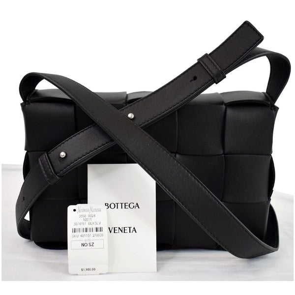 BOTTEGA VENETA Cassette Maxi Lambskin Crossbody Bag Black