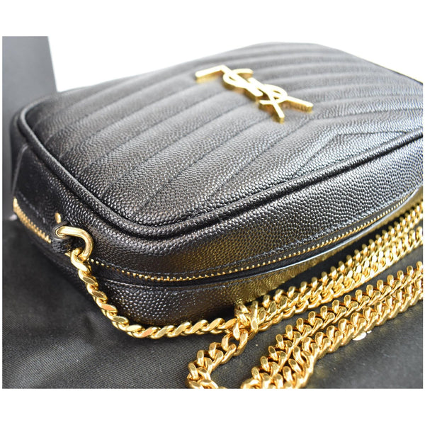YVES SAINT LAURENT Mini Lou Grain De Poudre Camera Bag Black