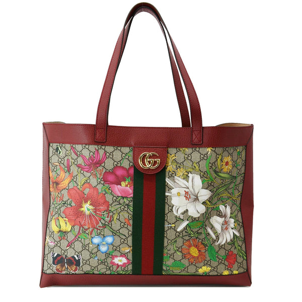 GUCCI Ophidia GG Flora Medium Tote Bag Red 547947
