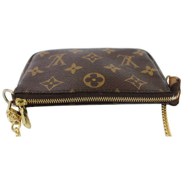 Louis Vuitton Mini Pochette Monogram Canvas Pouch zip front closure
