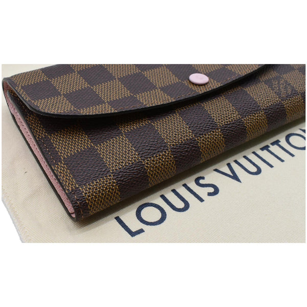LOUIS VUITTON Emilie Damier Ebene Wallet Rose Ballerine