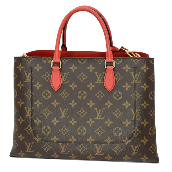 LOUIS VUITTON Flower Monogram Canvas Tote Bag Red