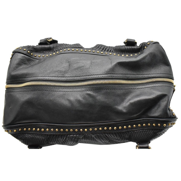 BURBERRY Studded Leather Satchel Bag Black