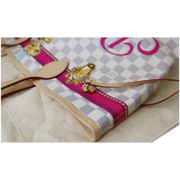 Louis Vuitton Neverfull MM Summer Trunk Damier Azur Bag corner look