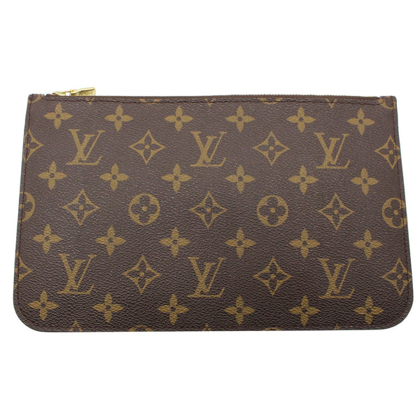 LOUIS VUITTON Neverfull MM Monogram Canvas Pochette Wristlet Pouch Brown