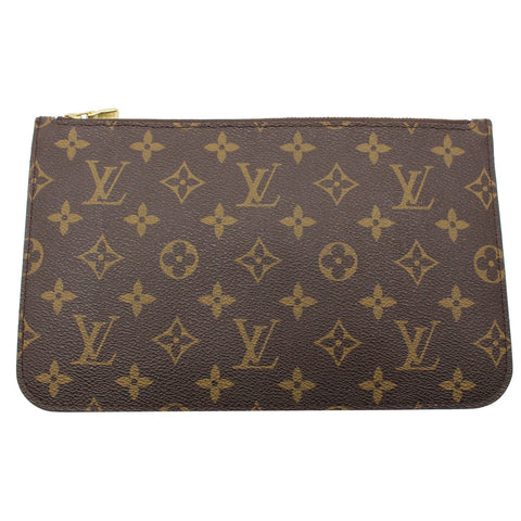 LOUIS VUITTON Neverfull MM Monogram Canvas Pochette Wristlet Pouch Brown