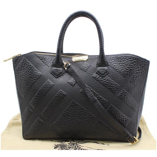 BURBERRY Dewsbury Medium Grain Check Embossed Tote Bag Black