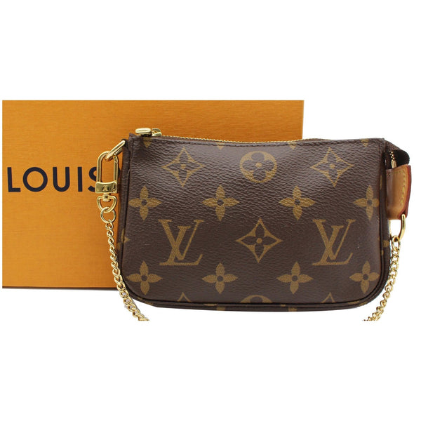 LOUIS VUITTON Mini Pochette Monogram Canvas Accessoires Pouch Brown