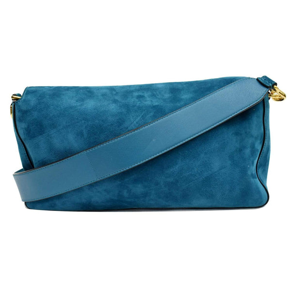 Fendi Baguette Large Suede Shoulder Strap Blue - DDH