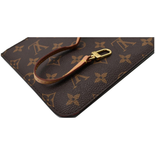 LOUIS VUITTON Neverfull MM Monogram Canvas Pochette Wristlet Pouch Brown