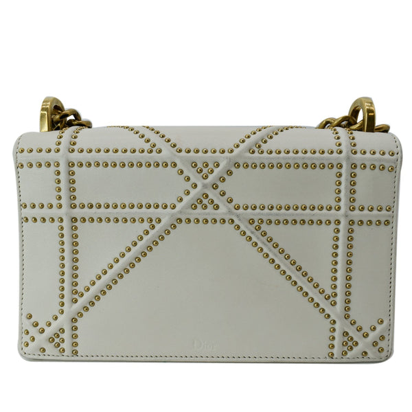 CHRISTIAN DIOR Small Diorama Studded Leather Flap Shoulder Bag White