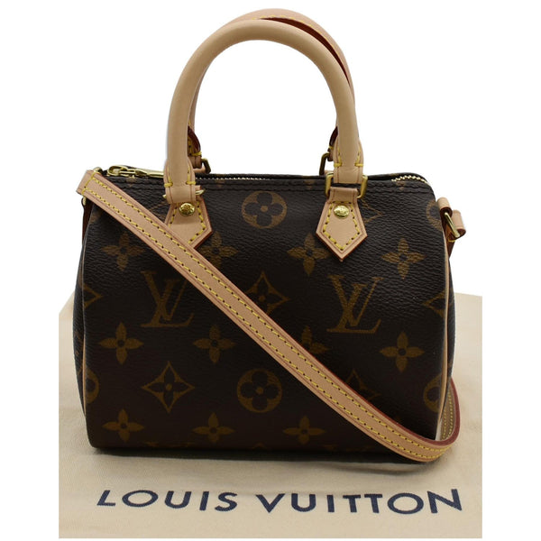 LOUIS VUITTON Nano Speedy Monogram Canvas Crossbody Bag Brown