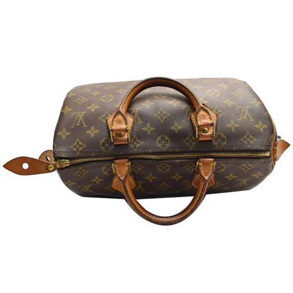LOUIS VUITTON Speedy 30 Monogram Canvas Satchel Bag Brown
