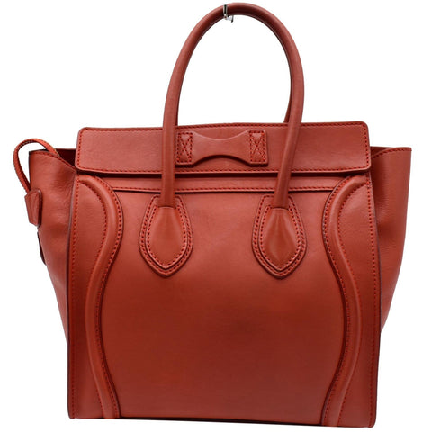 Celine Micro Luggage Calfskin Leather Tote Bag - Red color