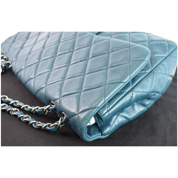 CHANEL Jumbo Single Flap Lambskin Leather Crossbody Bag Teal