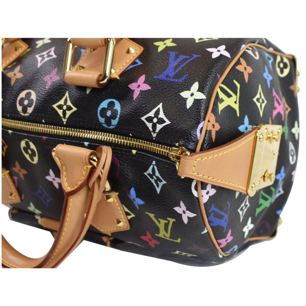 LOUIS VUITTON Speedy 30 Monogram Multicolor Satchel Bag Black