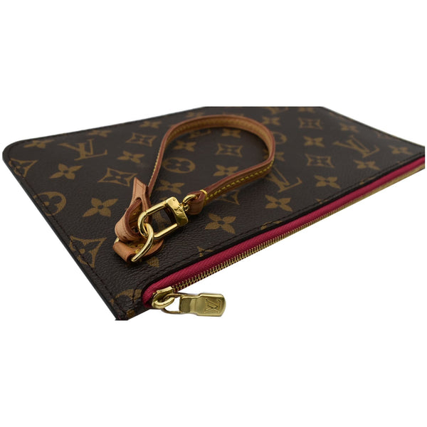 LOUIS VUITTON Neverfull MM Monogram Canvas Pochette Wristlet Pouch Brown