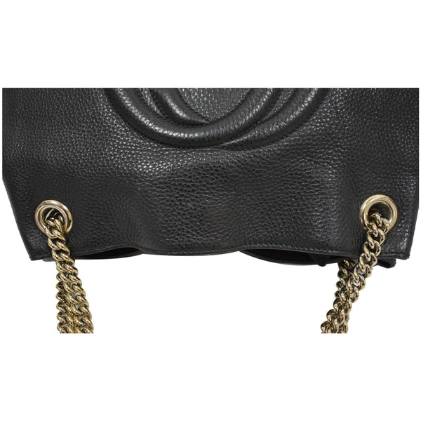GUCCI Soho Pebbled Leather Chain Shoulder Bag 308982 Black