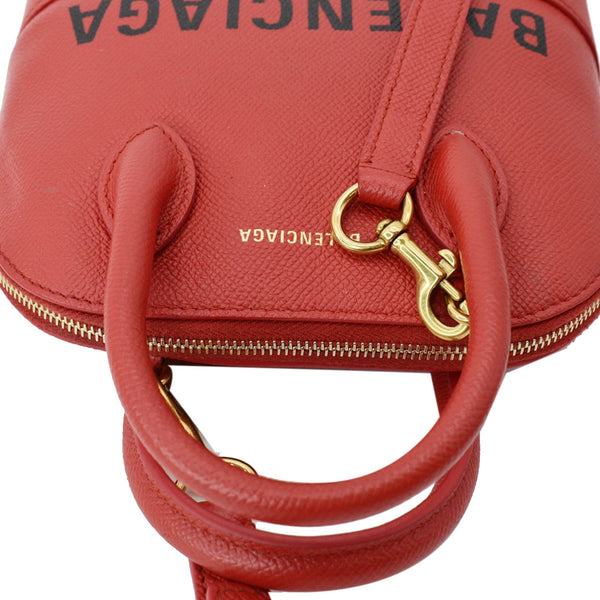 BALENCIAGA Ville Dome Leather Top Handle Crossbody Bag Red