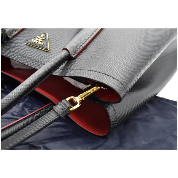 PRADA Double Handle Saffiano Leather Tote Shoulder Bag Black