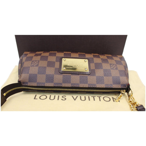 LOUIS VUITTON Pochette Eva Damier Ebene Clutch Crossbody Bag Brown