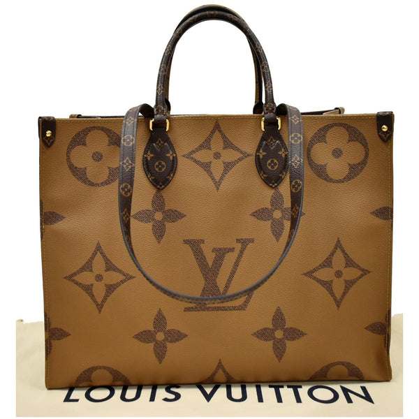 LOUIS VUITTON Onthego GM Reverse Monogram Canvas Tote Shoulder Bag Brown