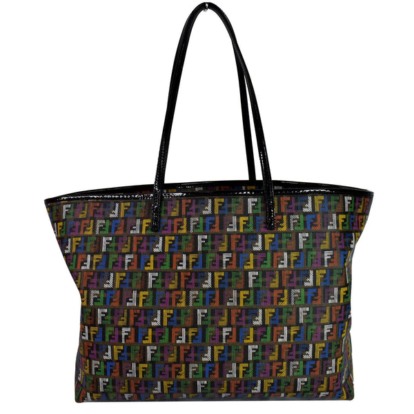 FENDI Zucca Print Roll Canvas Shoulder Tote Bag Multicolor
