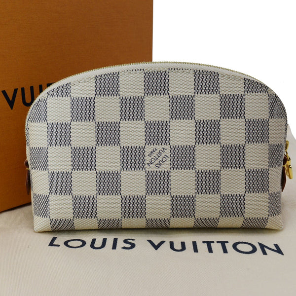 LOUIS VUITTON Damier Azur Cosmetic Pouch White