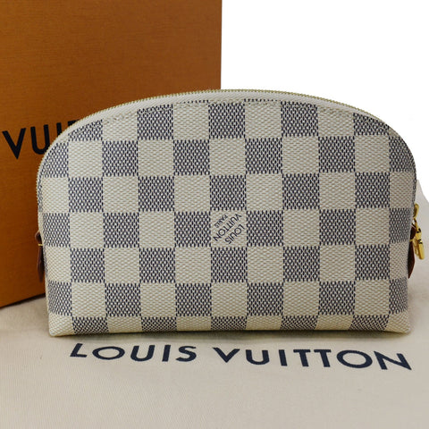 LOUIS VUITTON Damier Azur Cosmetic Pouch White