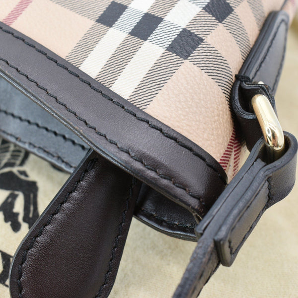 BURBERRY Haymarket Check Canvas Crossbody Bag Beige