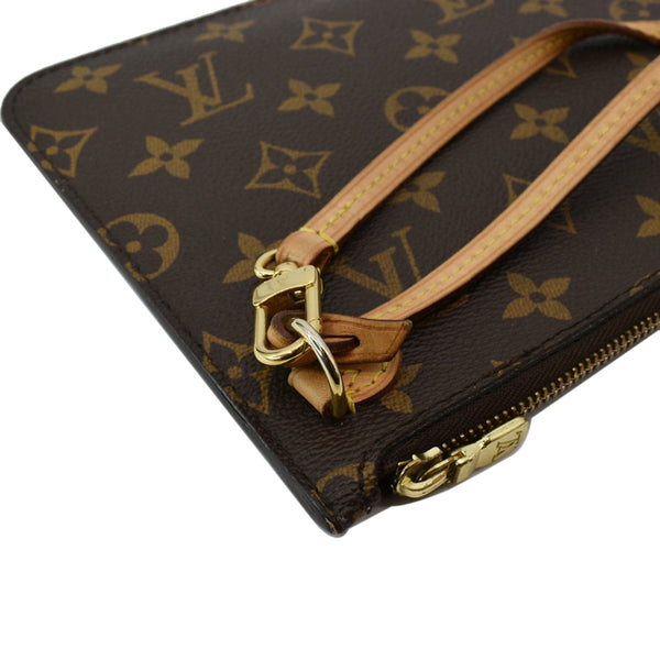 LOUIS VUITTON Neverfull Monogram Canvas Pochette Wristlet Pouch Brown