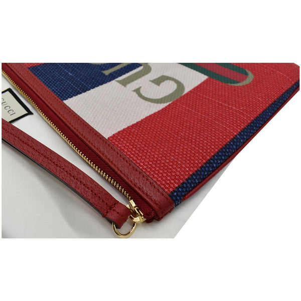 GUCCI Linea Merida Web Stripe Canvas Zip Pouch Multicolor 524788