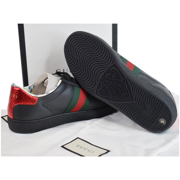GUCCI Web Ace Guccy Leather Sneakers Black 525268 US 7