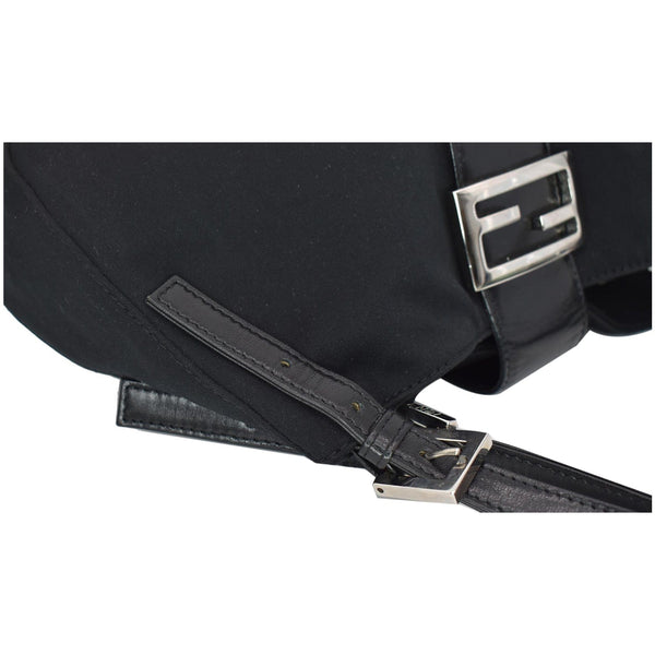 FENDI Mama Baguette Neoprene Canvas Shoulder Bag Black