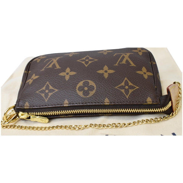 Louis Vuitton Mini Pochette Monogram Canvas Pouch Brown - front zip side