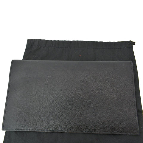 YVES SAINT LAURENT Uptown Envelope Grain De Poudre Leather Clutch Black