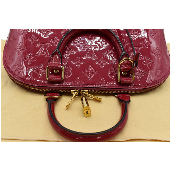 LOUIS VUITTON Alma PM Monogram Vernis Satchel Bag Red
