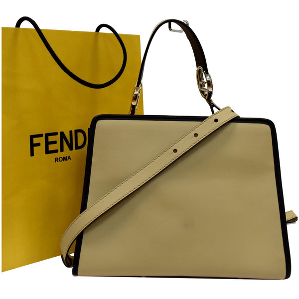 FENDI Runaway Medium Leather Tote Bag Beige