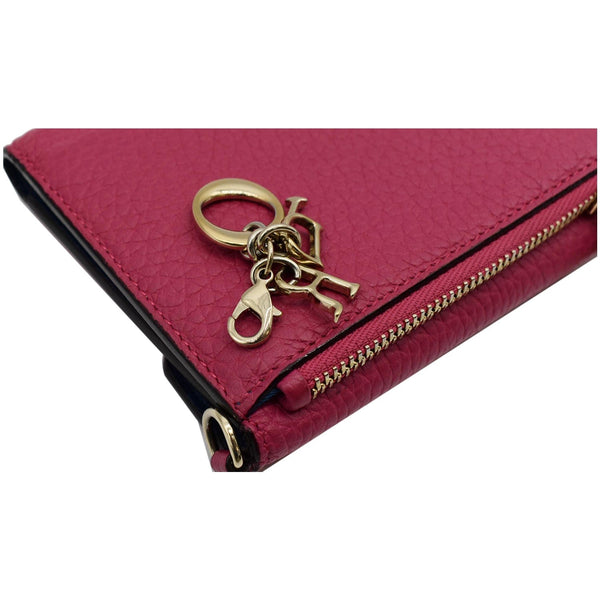 CHRISTIAN DIOR Diorissimo Compact Grained Leather Wallet Pink