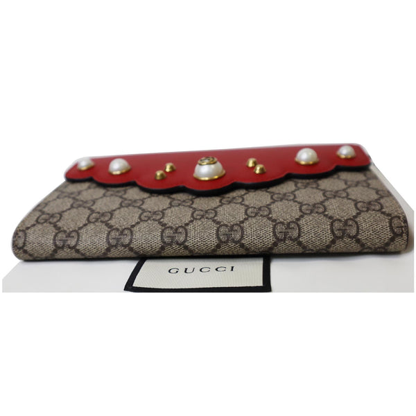 Gucci Peony Pearly GG Coated Canvas Leather Pouch