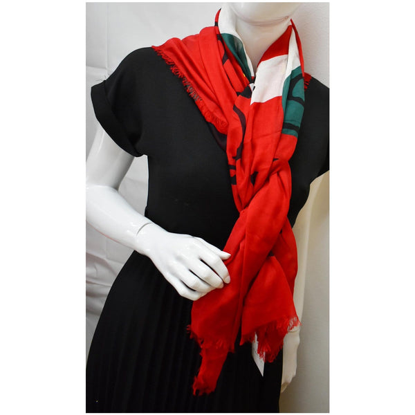 GUCCI Coco Capitan Logo Silk Scarf Red