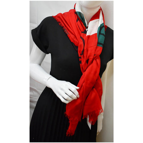 GUCCI Coco Capitan Logo Silk Scarf Red