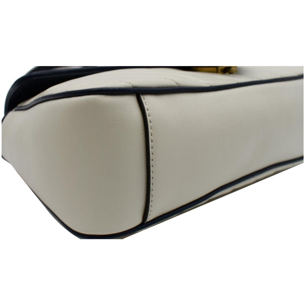 GUCCI Torchon GG Marmont Small Calfskin Matelasse Shoulder Bag White