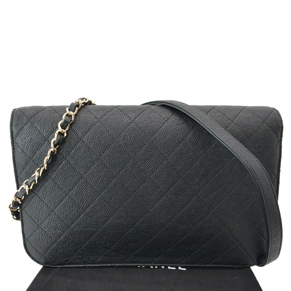 CHANEL Thread Around Caviar Leather Chain Flap Crossbody Bag Black